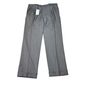 NWT Ben Silver Mens Grey Wool Pleated Dress Pants Super 100s Italy Size 40X31
